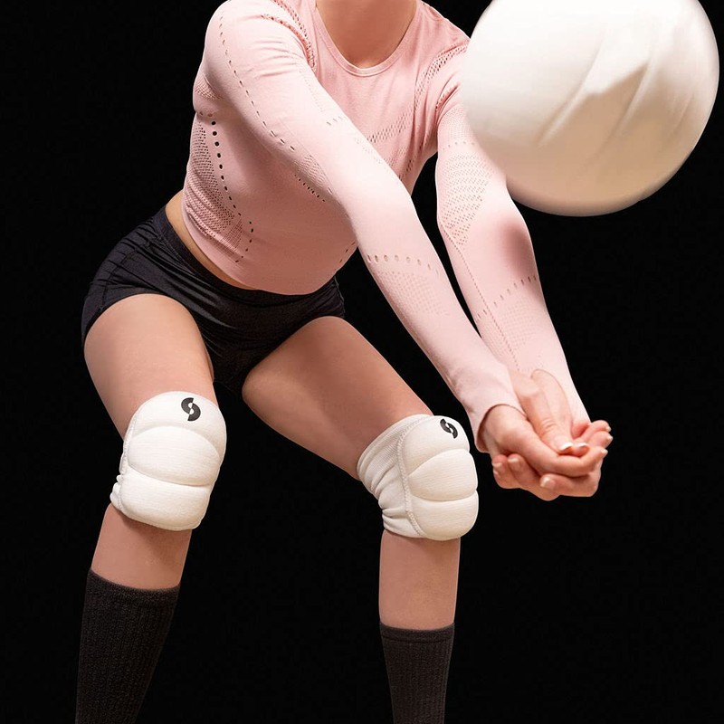 StrictlyStability Rodilleras de voleibol blanco que absorben los golpes, suaves