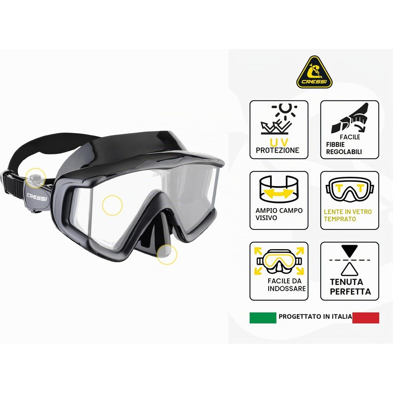 Cressi Liberty TRISIDE Mask Black-Graphite