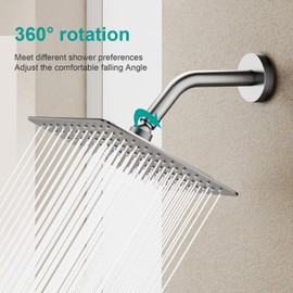 AULEEND Square Shower head, High Flow Stainless Steel Square Rainfall Shower Head, High Pressure Design Even at Low Water Flow (A01 Brushed Nickel, 8 Inch)