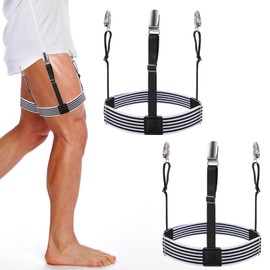 Mozeat Lens Shirt Stays for Men Adjustable Elastic Shirt Garter Shirts Holder with Non-slip Locking Clamps Upgraded Shirt Tucker,Premium Adjustable Shirt Holders(black and white