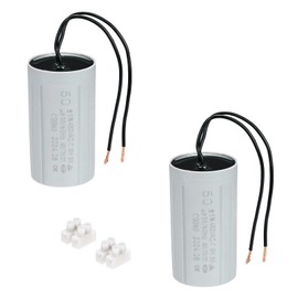PATIKIL CBB60 50uF Running Capacitors, AC 450V 2 Wires 50/60Hz Cylinder 90x50mm for Water Pumps, Washing Machines Motor Start,2Set