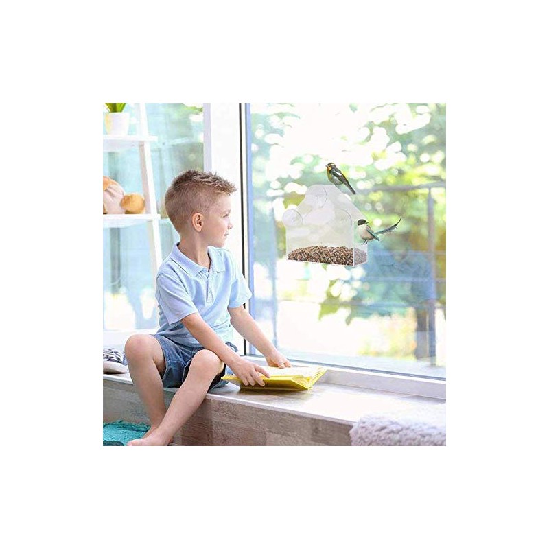 TopHomer Window Bird Feeder, Clear Acrylic Birdfeeders Windowsill Strong Suction