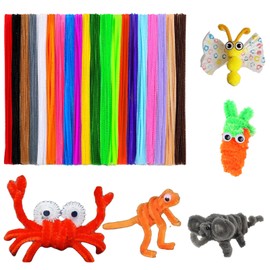 LUCKLOCK, 200 PCS Pipe Cleaners Bulk(Mixed 20 Colors), Shining Vivid-Colored Pipe Cleaners Craft, Art Craft Sticks for DIY Project, with Poms, Wiggle Eyes (200pcs Calssic Colors)