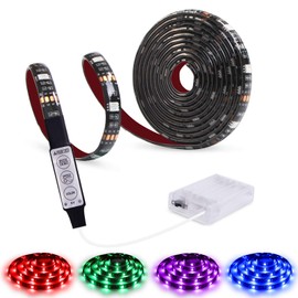 abtong Battery Powered Led Strip Lights RGB with Mini Controller Waterproof Led Rope Lights Battery Operated Led Lights Multi Color Changing Lights 2M 6.56ft