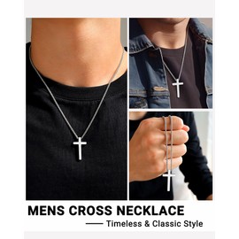 D Dongjiangjin Gift Cross Necklace Men Christening Easter Baptism Christian Confirmation Birthday Gifts For Boys Teenage Adults