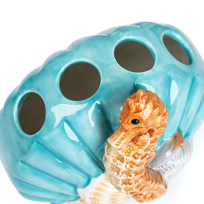 FORLONG Ceramic Bathroom Accessories Set, 4 Piece 3D Floating Seahorse