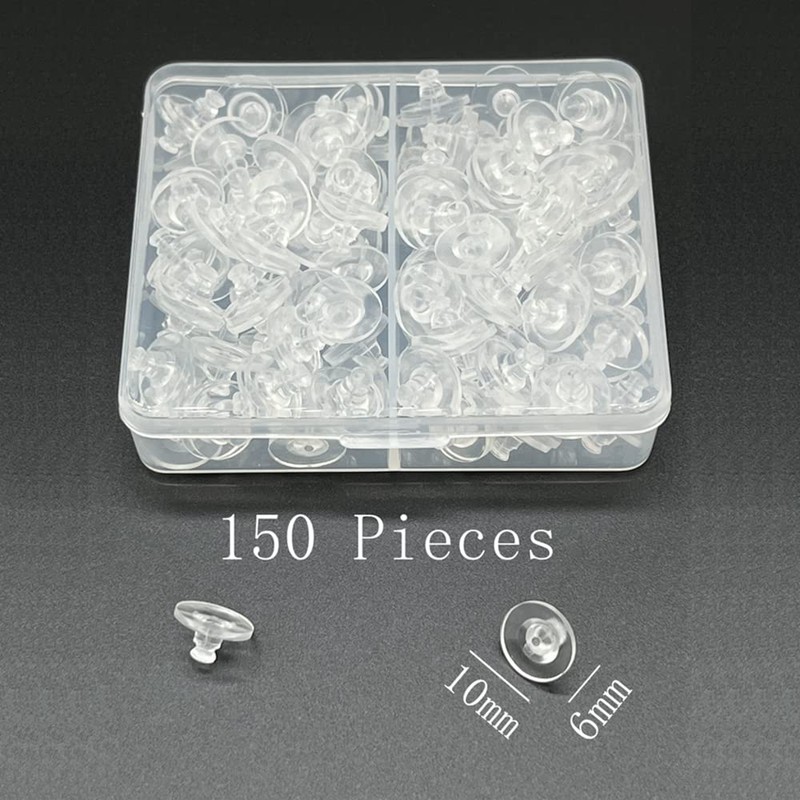 Bullet Clutch Earring Backs with Pad, 150 Pcs Clear Rubber