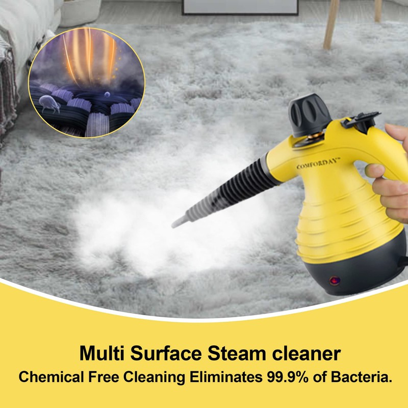 Comforday Multi-Purpose Handheld Pressurized Steam Cleaner with 9-Piece Accessories, Perfect