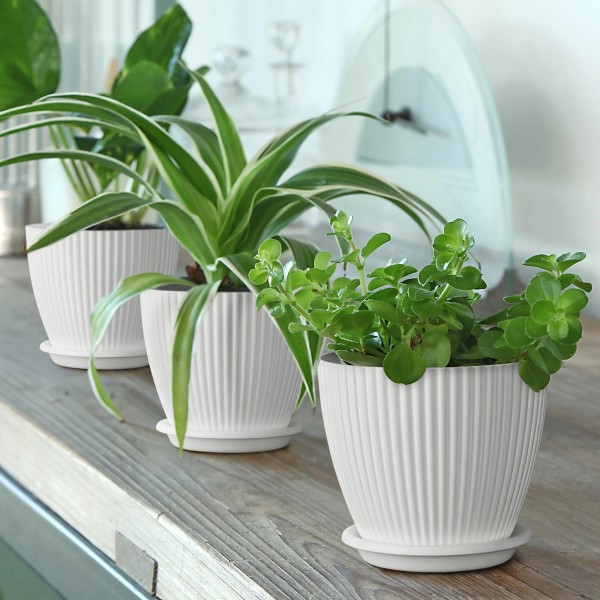 7.5-Inch Flower Pots Set of 5 with Drainage Holes and