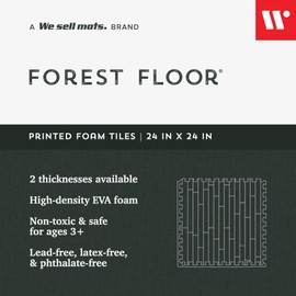 Forest Floor 5/8 Inch Thick Printed Foam Tiles, Premium Wood Grain Interlocking Foam Floor Mats, Anti-Fatigue Flooring, Mahogany, 16 Sq Ft