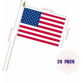 20 Pack Military Flag Set Small Mini Army Armed Forces All Branches Handheld Flags on Wooden Stick for Veterans Day,Memorial Day,US Fourth of July Decorations,5x8 Inch