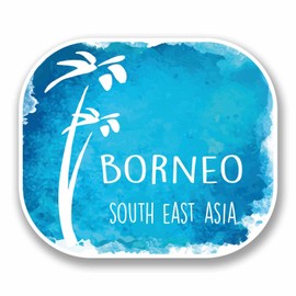 2 x 10cm Borneo South East Asia Vinyl Sticker Decal Laptop Luggage Travel #9681 (10cm Wide x 8.5cm High)