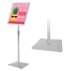 Golemas Heavy Duty Pedestal Poster Stand, 11x17 Sign Holder for Display on Floor with Base, Vertical & Horizontal Adjustable, for Store, Exhibition, Restaurant, Office, School (11x17 Silver)