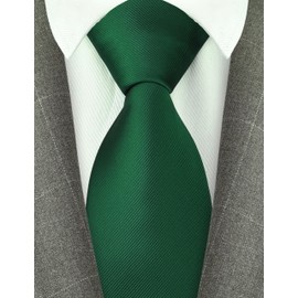 Branduce Dark Green Silk Ties for Men Solid Plain Color Tie Jacquard Woven Formal Business Neckties Suit for Wedding Party (TA02-02)