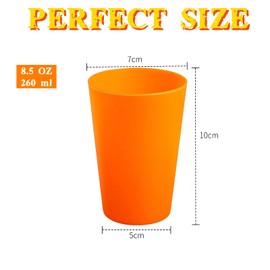 Eidoct 24 Pcs Reusable Drinking Cups, 260ml 6 Bright Colors Cups for Kids, Shatterproof Party Cups, Camping Cups, Party Cups for Adults, Ideal for Kitchen, Outdoor Parties, Picnics,Travels