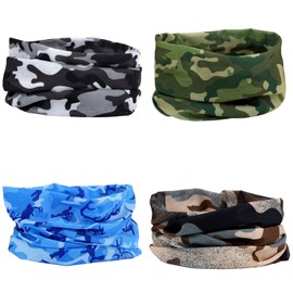 ACBungji Set of 4 Multifunctional Face Masks Motorcycle Mask Flower Pattern Balaclava Mask Board Paintballing Cycling Mountaineering Trekking Skateboarding Fishing, Camouflage Set 1