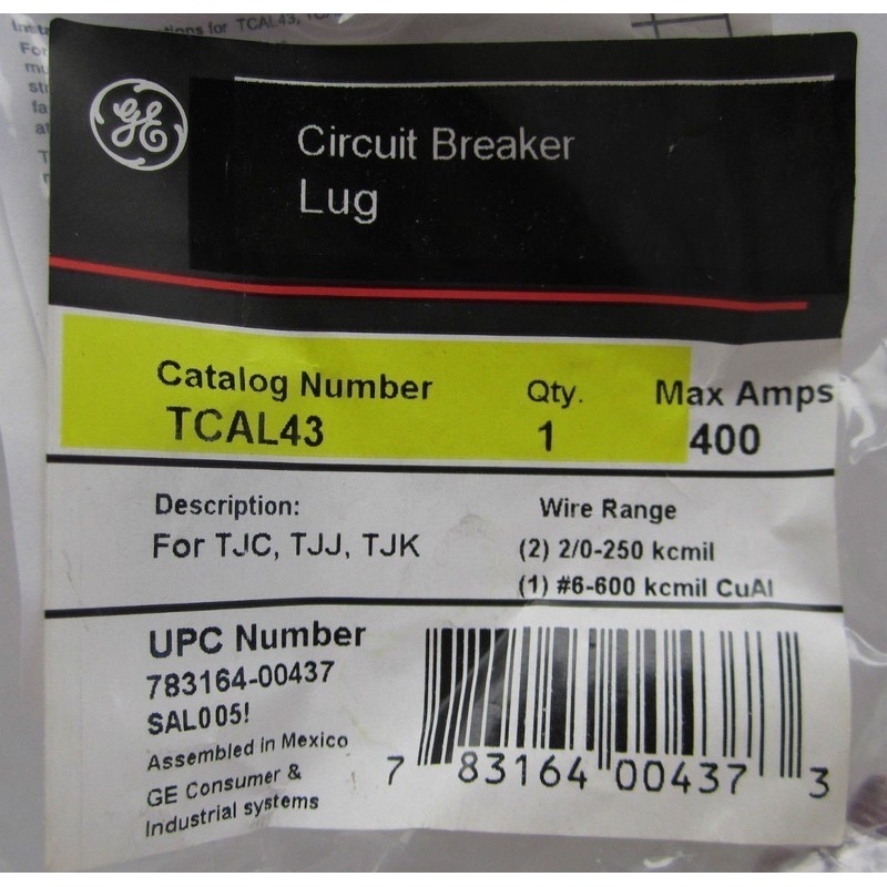 General Electric GETCAL43 GE TCAL43 Lug KIT, Black