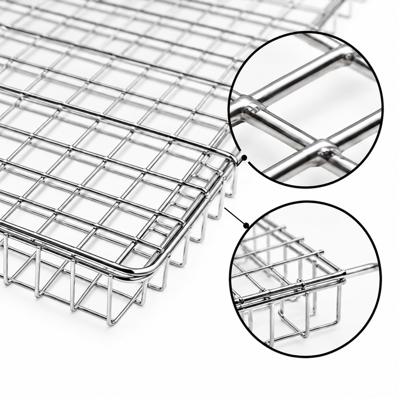 Rolling Grill Basket, Stainless Steel BBQ Grilling Basket with Removable