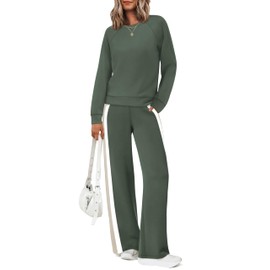 XIEERDUO Womens Sweatsuits 2 Piece Set Plus Size Fall Fashion Deals Outfits for Teachers Lounge Sets for Women Matching Sets Green M