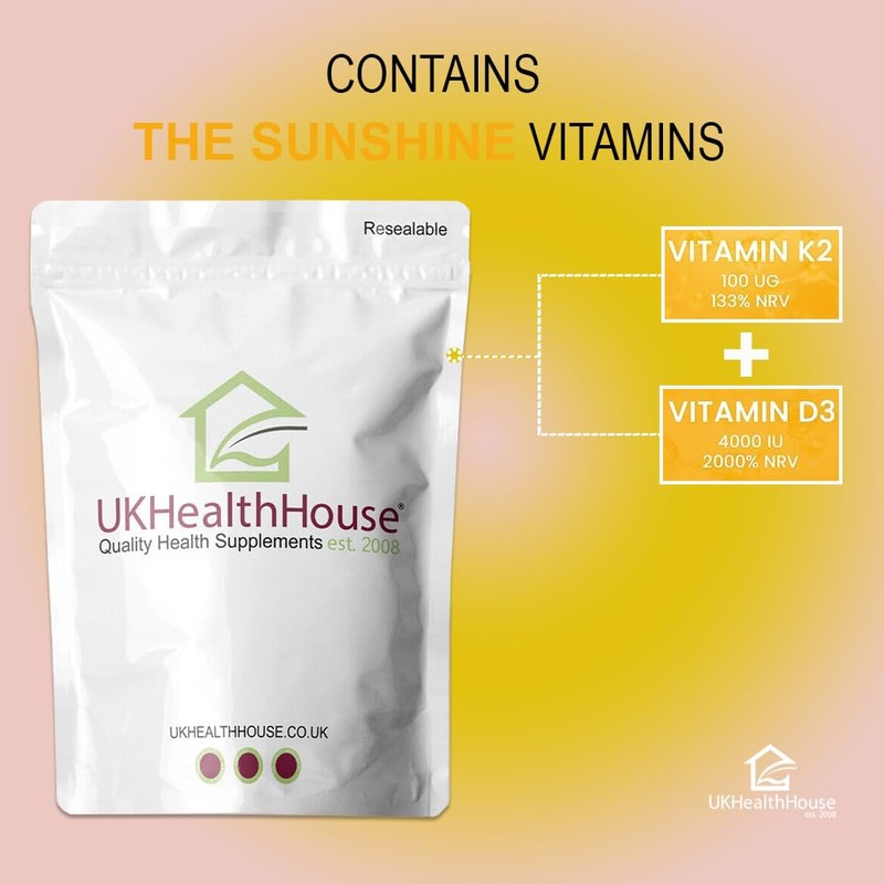 Vitamin D3 4000iu & K2 100ug (MK7) Vitamin D3 K2
