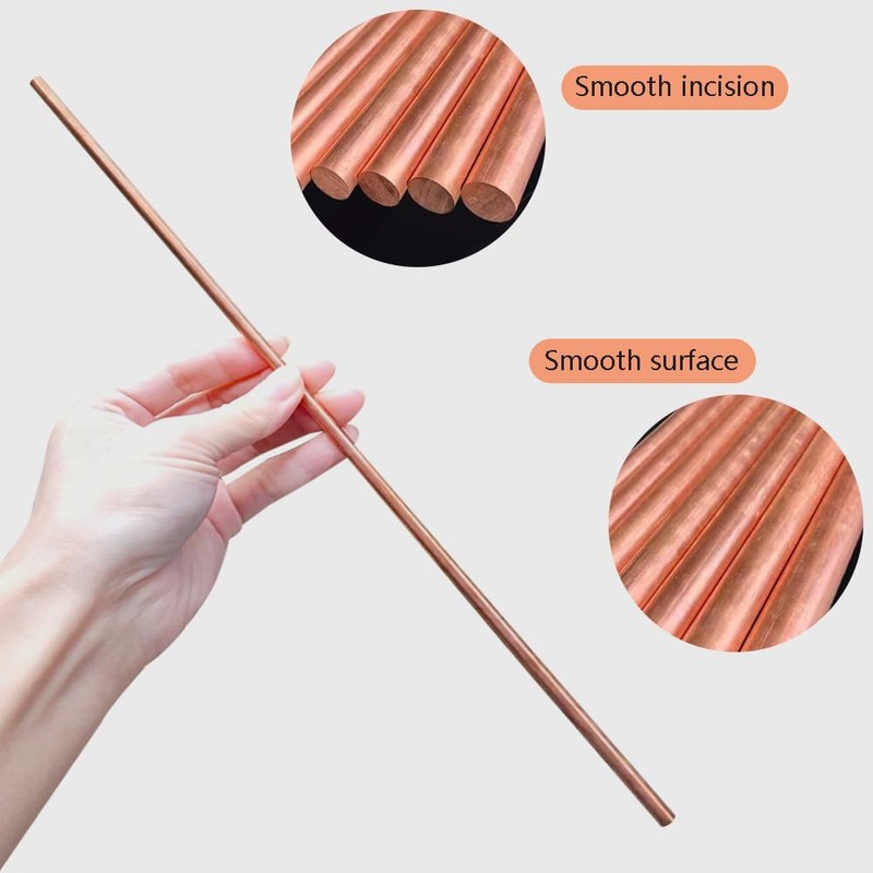 12-Inch Length Pure Copper Round Rod 1/4" Dia(6.35mm),99.9% Solid Copper