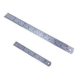 2 x Stainless Steel Metal Ruler 12 inch + 6 inch Rule With Conversion Table