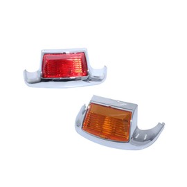 MACHSWON Motorcycle LED Front Fender Light + Rear Fender Tip Tail Light, Front Amber Lens Amber Light + Rear Red Lens Red Light, Compatible with Harley FLHR FLHRC and More, Front Amber + Rear Red