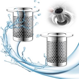 Zamety Set of 2 5 cm Drain Strainer Shower, Hair Strainer Shower, Silver Sink Strainer, Stainless Steel Drain Strainer, Can be Used for Kitchen, Bathroom, Balcony Floor Drain