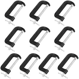 MUKCHAP 10 Piece 4 Inch Black C Clamp, Industrial Cast Iron C Clamps Bulk for Woodworking
