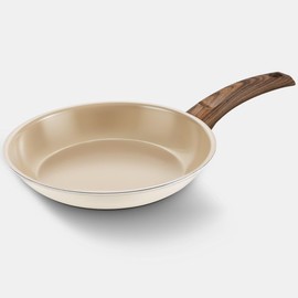 WAGENSTEIGER 7-Layed Ceramic Coated Nonstick Frying Pan Skillet with Wooden Handle, All Stovetops, 3-Ply Stainless Steel Construction with Aluminum Core (11.02inch-Diameter / 1.89inch-Height)