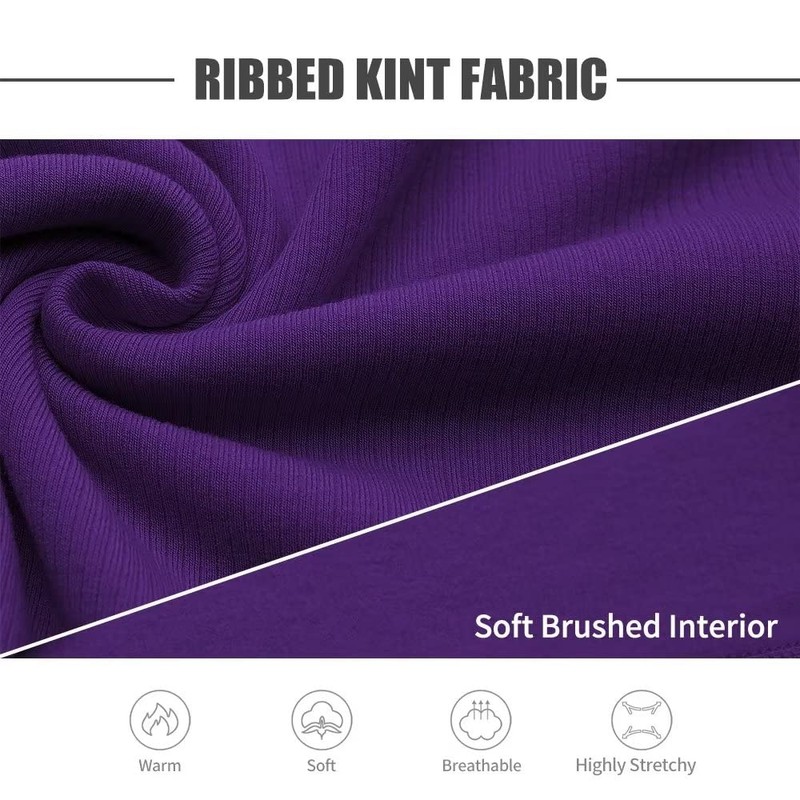 Mens Turtleneck Long Sleeve Shirts Thermal(Purple,X-Large)