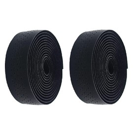 Azarxis Bicycle Bar Tape Handlebar Tape Road Bike with End Plug Anti-Slip Shock Absorption Breathable Set of 2 Rolls (Black)