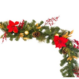 Barton 6' Christmas Garland w/Pinecones Pre-Lit LED Home Fireplace Battery Powered Indoor Outdoor Winter Holiday Artificial Xmas