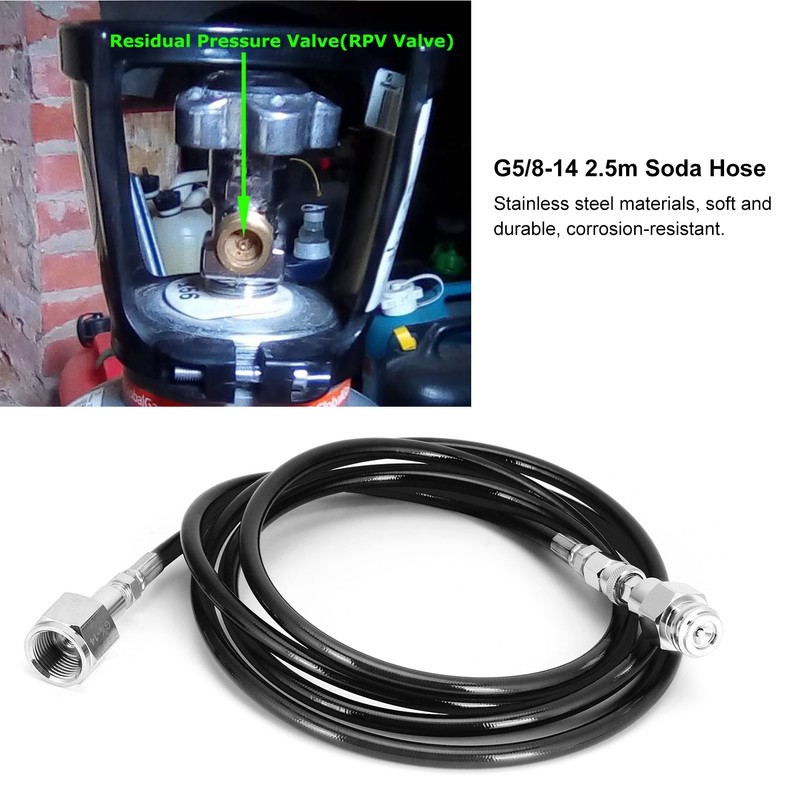 G5/8‑14 2.5m External Soda Hose Universal CO2 Gas Cylinder Refilling