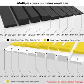 KAPOOSY Weather Stripping Door Seal, 1/2 Inch W X 3/8 Inch T Adhesive Foam Tape, Window Door Draught Excluder Air Conditioner Gasket Foam Tape, Total Length 13 Feet (6.5ft x 2 Rolls)