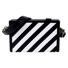 BUNCHBRAVO Crossbody Bag Unisex, Black and White Stripe Leather Shoulder Bag, Minimalist Punk Handbag, Black Stripe