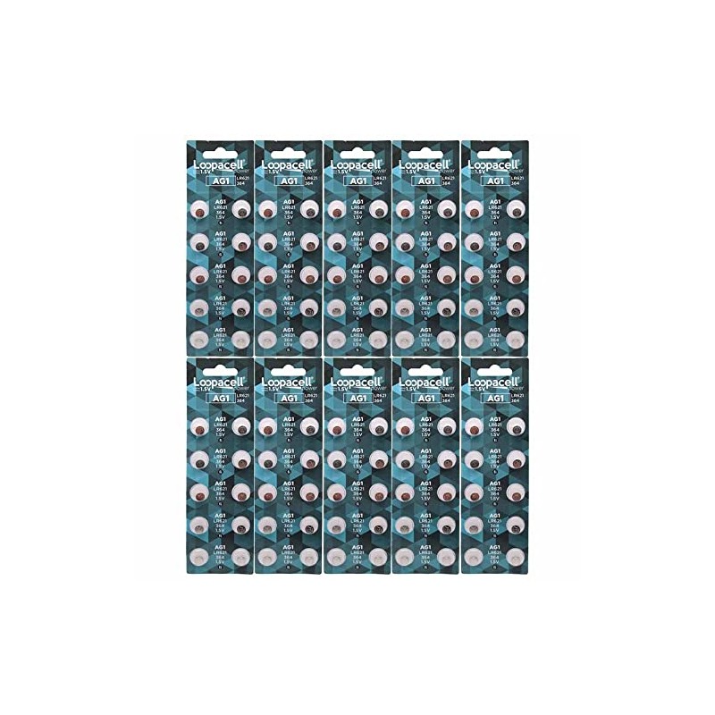 LOOPACELL (100) AG1 Watch Batteries - SR621, SR621SW, 364, 164