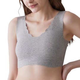 Gunze Kireilabo Women’s Wire-free Completely Seamless Crop Top Bra, Cotton Blend, New Grey Smok