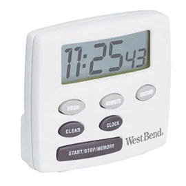 West Bend - Temporizador de Cocina Digital magnético fácil de Leer, con Pantalla grande y Alarma electrónica, Color Blanco