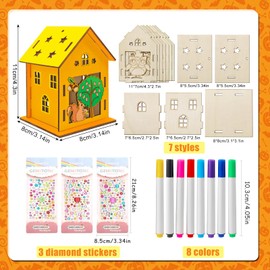 Lets Joy 7PCS Erntedankfest Bastelset, DIY Herbst Haus Bastelset Kinder, Tier Eule Igel Eichel Eichhörnchen Kürbis Muster mit Strasssteinen Stift, Erntedankfest Party Kreativsets Basteln für Kinder
