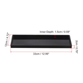 PATIKIL 13x5 Fast Food Tray, Plastic Reusable Multi-Purpose Rectangle Serving Tray Smooth Surface for Restaurant Home Kitchen, Black