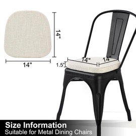 Tromlycs 14x14 Metal Chair Cushions Pads Set of 2 for Tolix Metal Chairs Small Seat Cushions 14 inch Beige