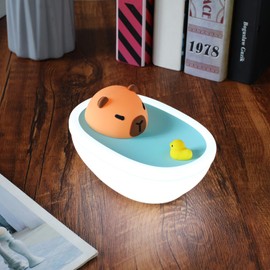 HomeCozi Capybara in Bathtub Night Light for Kids - Cute Kawaii Bedside Nursery Lamp, Soft Ambient Glow, Adorable Animal Bedroom Decor, Nightstand Companion & Gift for Boys and Girls (Capybara)