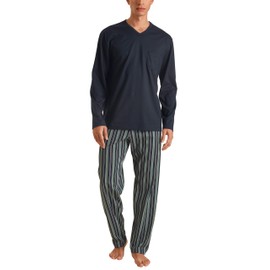 CALIDA Relax Imprint Men's Long Pyjamas, Blue Night