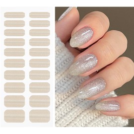 JMEOWIO Nail Foil UV Hardening Cat Eye Apricot UV Gel Nail Strips Nail Stickers Nail Stickers Nail Art Decoration Nail Design Accessories