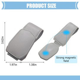 Zpana Sunglasses Holders for Car Sun Visor, Leather Magnetic Vehicle Eyeglasses Hanger Clip for Ticket Card, Auto Interior Glasses Hanging Accessories, Universal for SUV Sedan Truck (Gray)