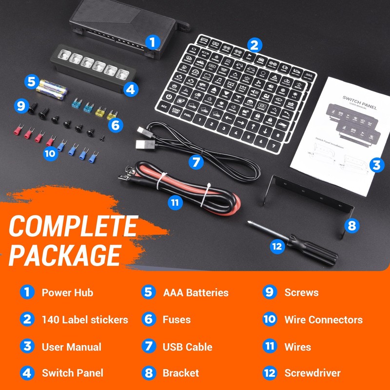 MNJ MOTOR 6 Gang Wireless Switch Panel - Multifunction Offroad