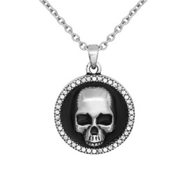 Controse Skull Necklace - cool skull pendant with 42 crystals