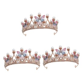 minkissy Tiara for Women 3pcs Wedding Dress Accessories Pearl Wedding Headdress Girl Accessories Costume Accessories for Women Fashion Headwear Pearl Tiara Crown for Bride Headband Hair Miss