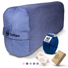 Tumaz Yoga Bolster Set - Rectangular Yoga Bolster Pillow for Restorative Yoga, Soft Meditation Pillow with Carry Handle and 8-Feet Yoga Strap, Machine Washable Cover